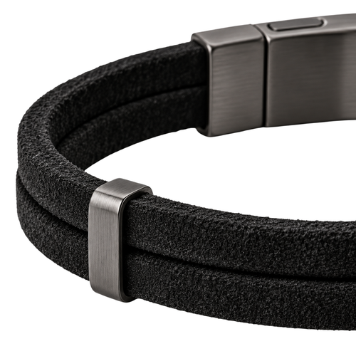 Black Suede Double-Wrap Bracelet | Koupbeery